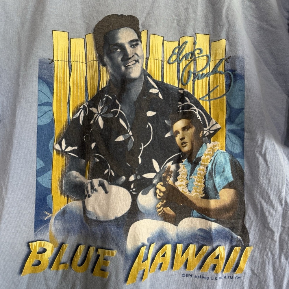 Vintage Elvis Mens T shirt Size Medium Memphis‎ Tennessee Graceland Blue Hawaii
